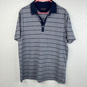 Banana Republic Gray Blue Striped Short Sleeve Collared Polo Shirt Size XL